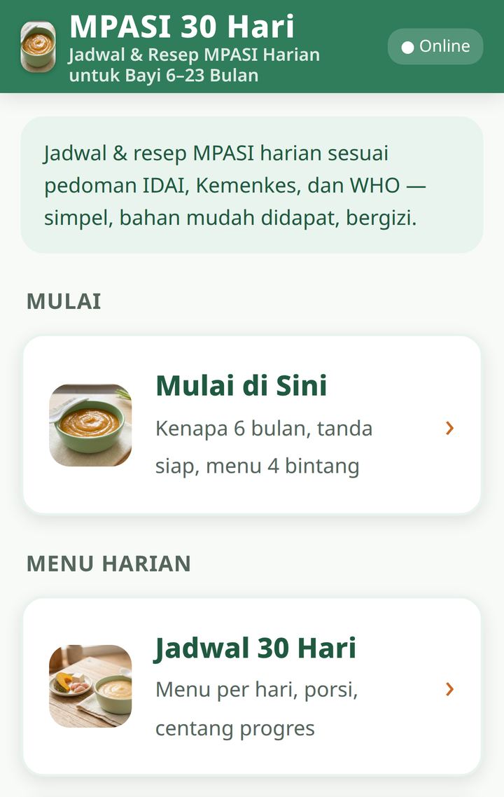 Menu utama aplikasi